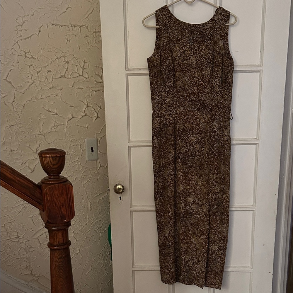 Spenser Jeremy Leopard print Elegant Brown Sleeveless Dress